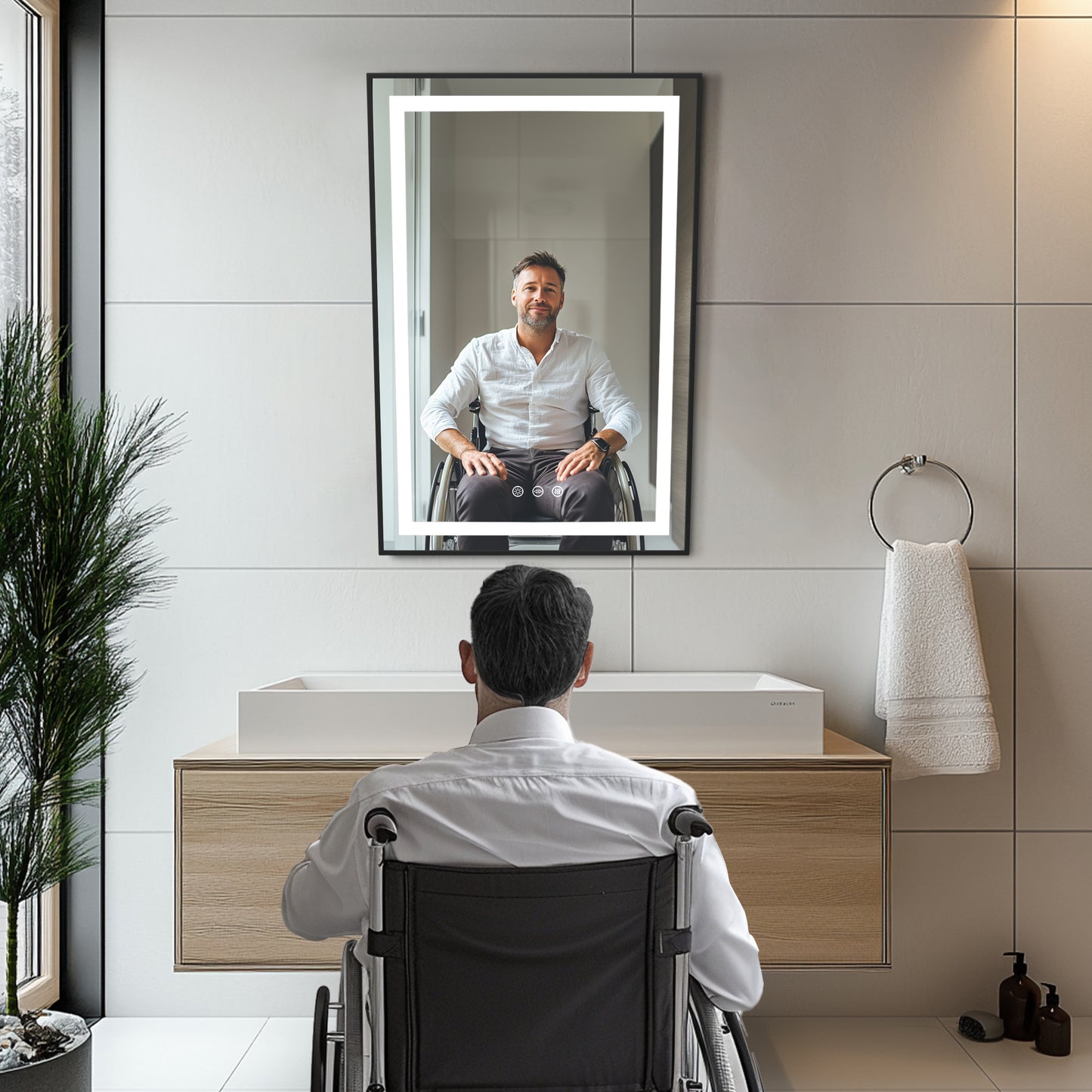 LUVODI ADA Lighted Bathroom Mirror Designed for Wheelchair Users