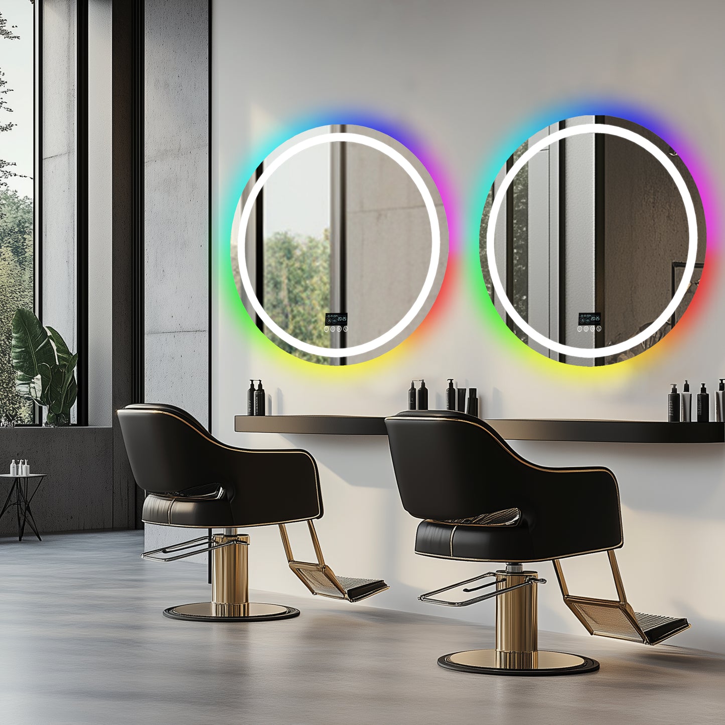 LUVODI Round LED Bluetooth Bathroom Mirror with RGB Backlit