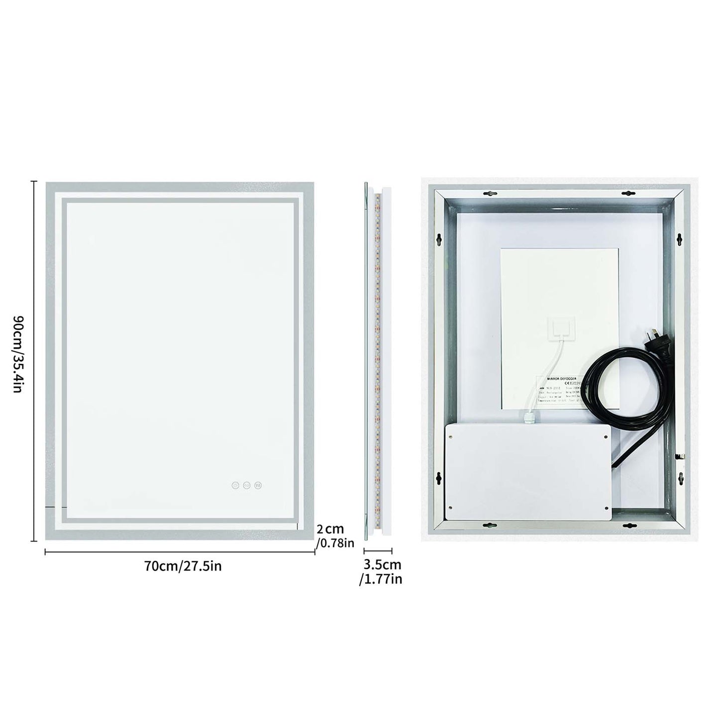 LUVODI Rectangular LED Bathroom Mirror 3Color Defogging Smart Mirror(Glowing Outer Edge)