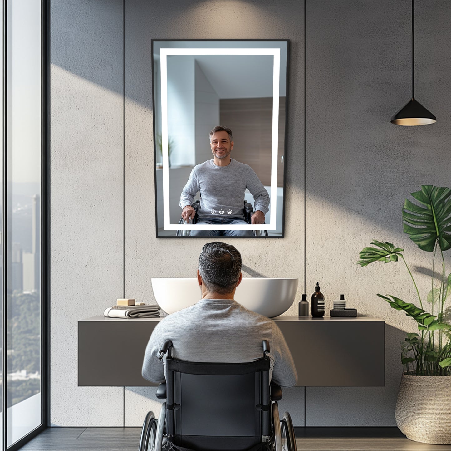 LUVODI ADA Lighted Bathroom Mirror Designed for Wheelchair Users
