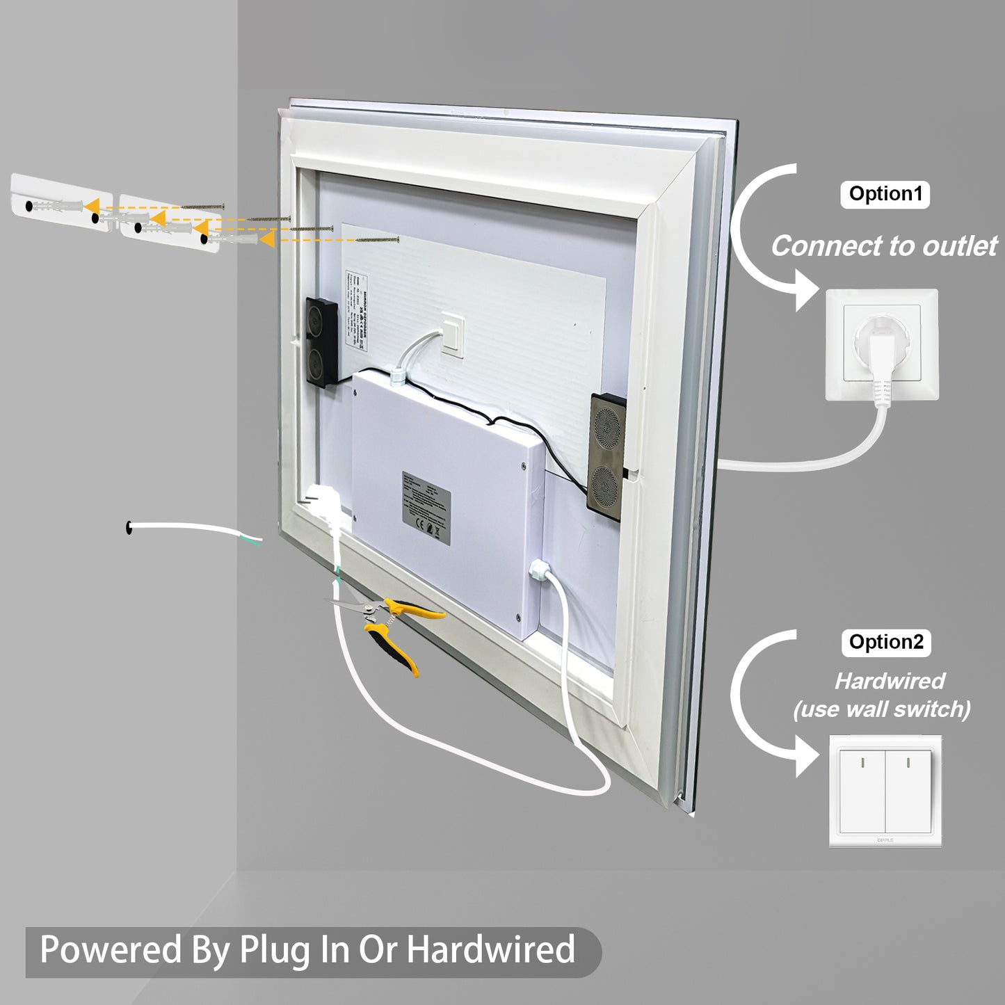Espejo de baño LED LUVODI con altavoz Bluetooth, espejo de tocador inteligente rectangular con pantalla