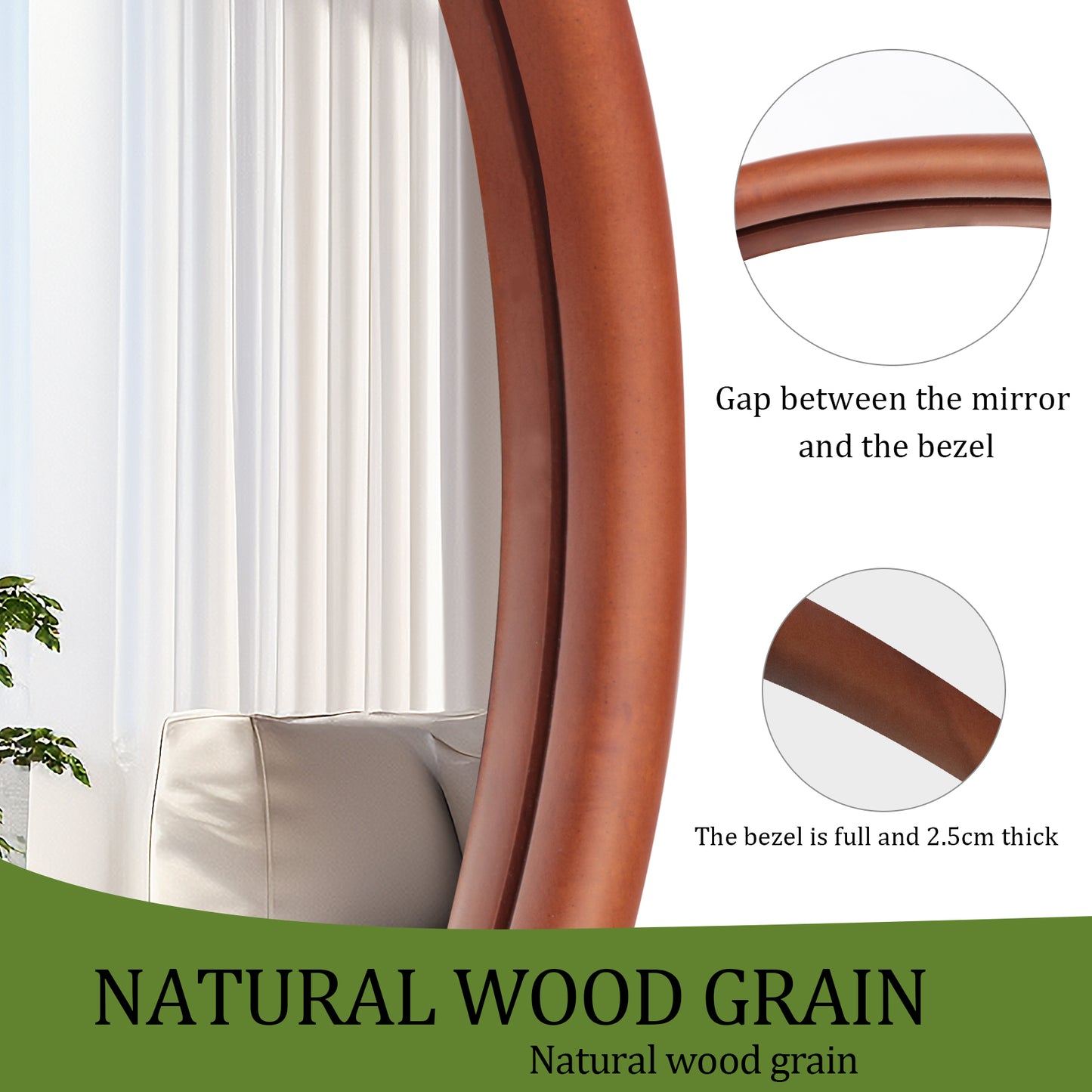 Mid Century Asymmetrical Wall Mirror Wood Frame Irregular Wall Mirror