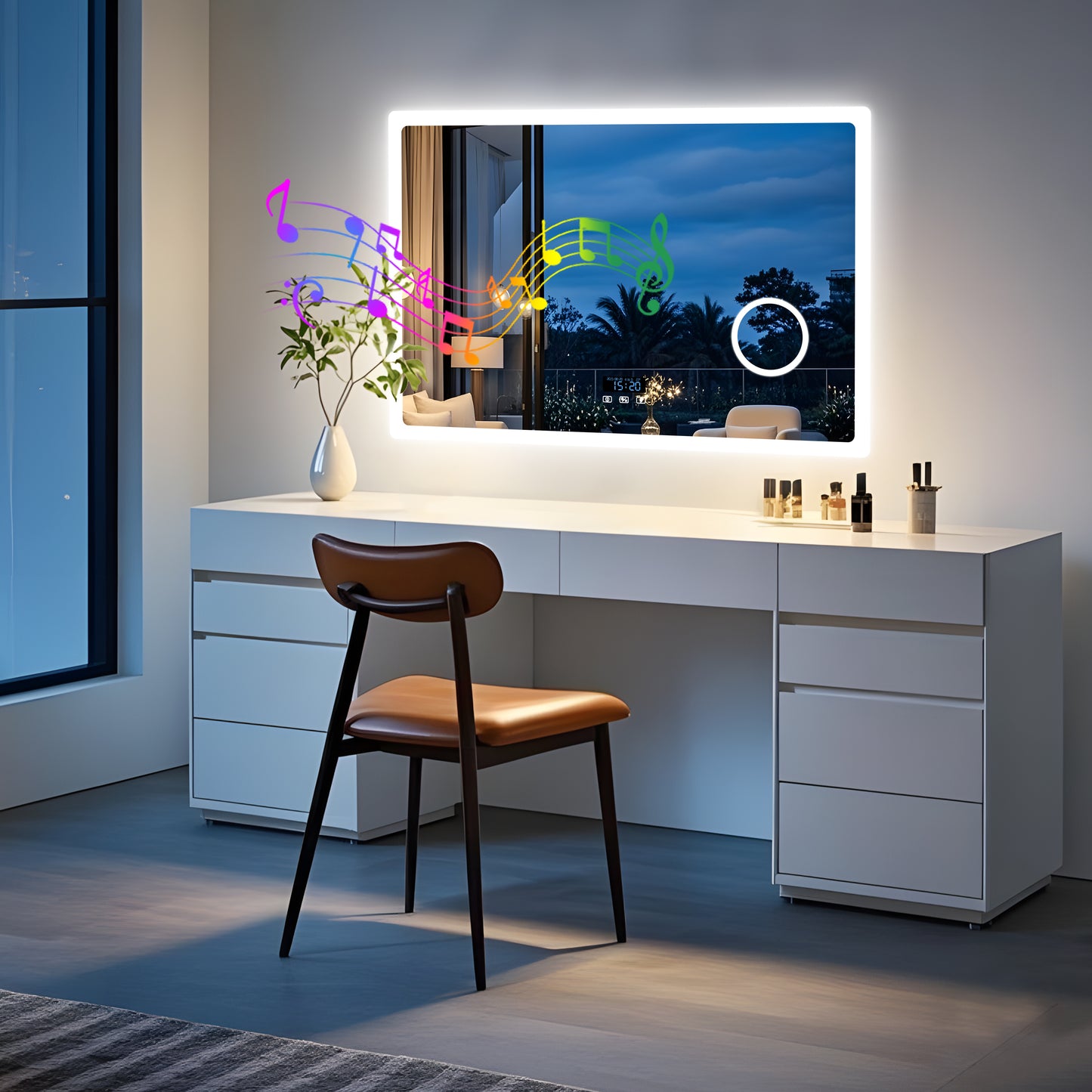LUVODI Bluetooth Bathroom Mirror With 3X Magnifying, Time/Date Display Makeup Mirror