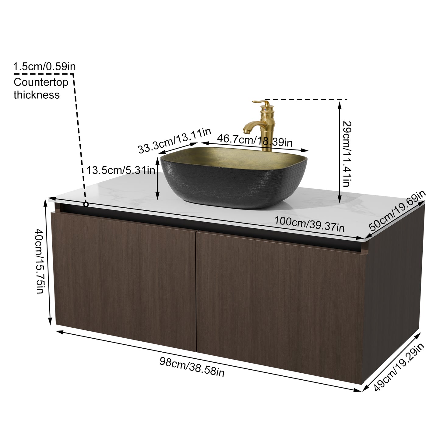 LUVODI Bathroom Vanity Sink: Wall Mounted Floating Bathroom Sink ( Mirror not included)