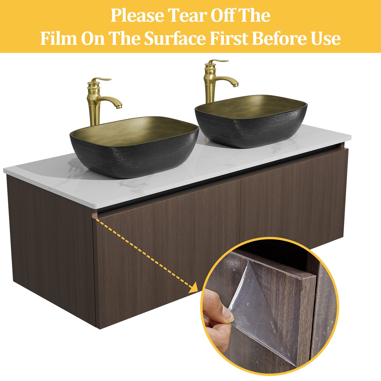 LUVODI Floating Bathroom Vanity Set: Vintage Wall Bathroom Vanity Sink with Doors ( Mirror not Included)