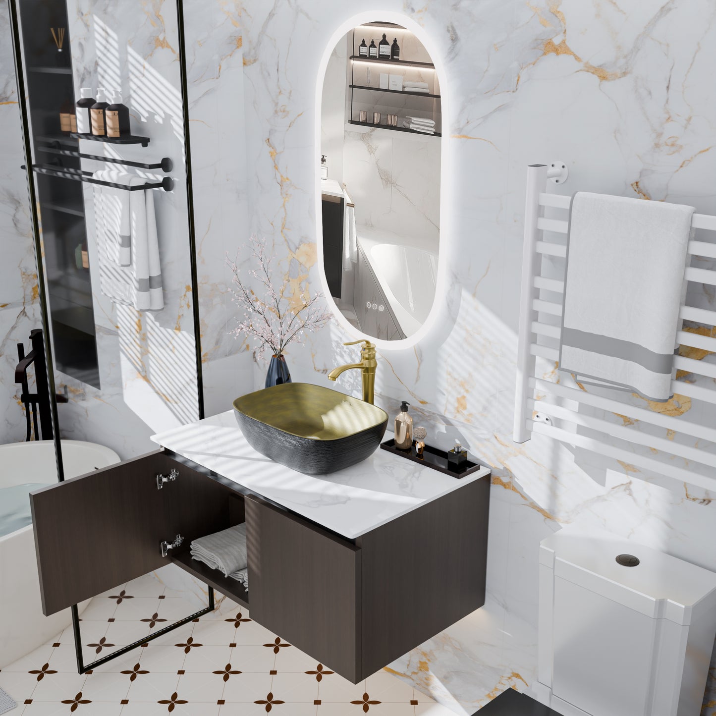 LUVODI Bathroom Vanity Sink: Wall Mounted Floating Bathroom Sink ( Mirror not included)