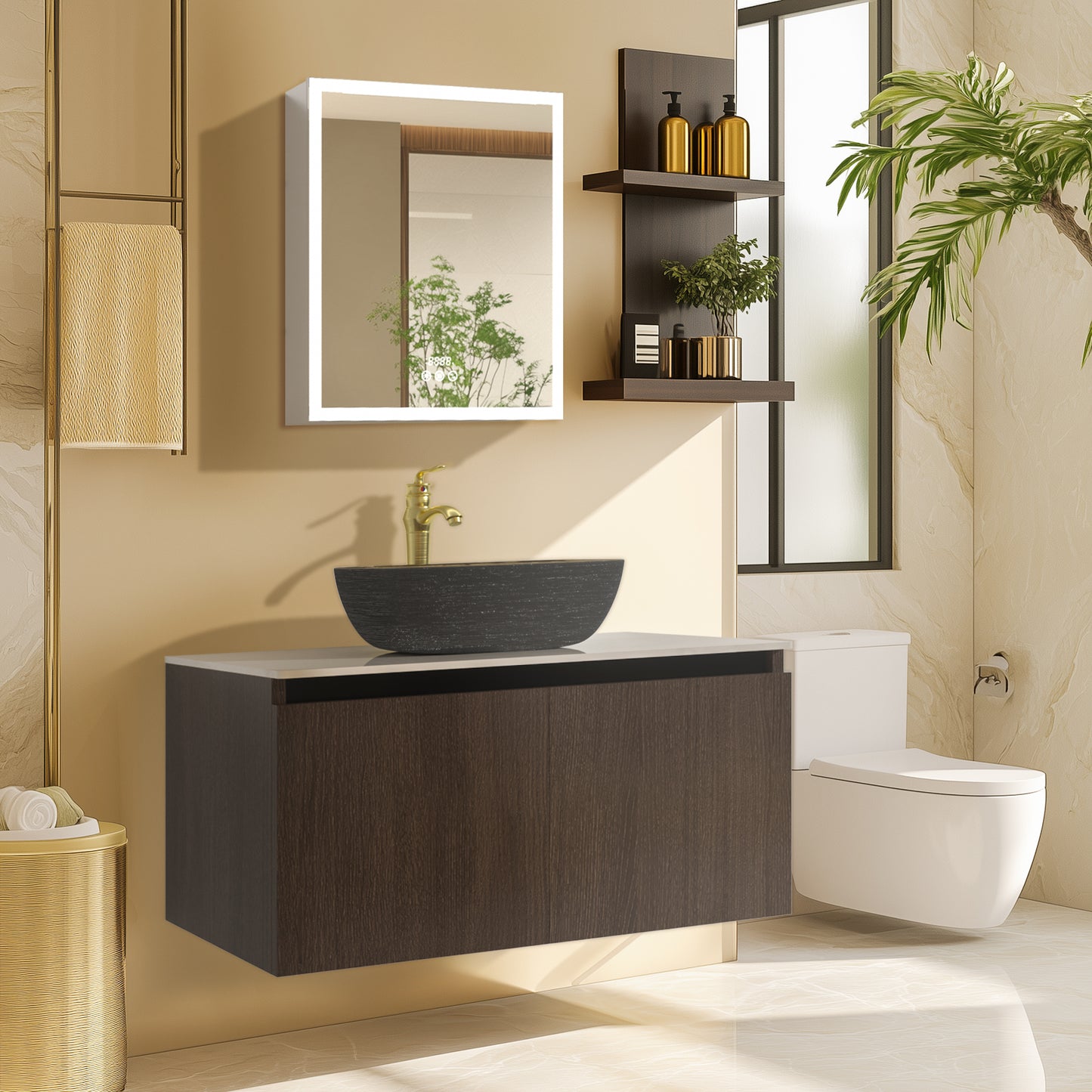 LUVODI Bathroom Vanity Sink: Wall Mounted Floating Bathroom Sink ( Mirror not included)