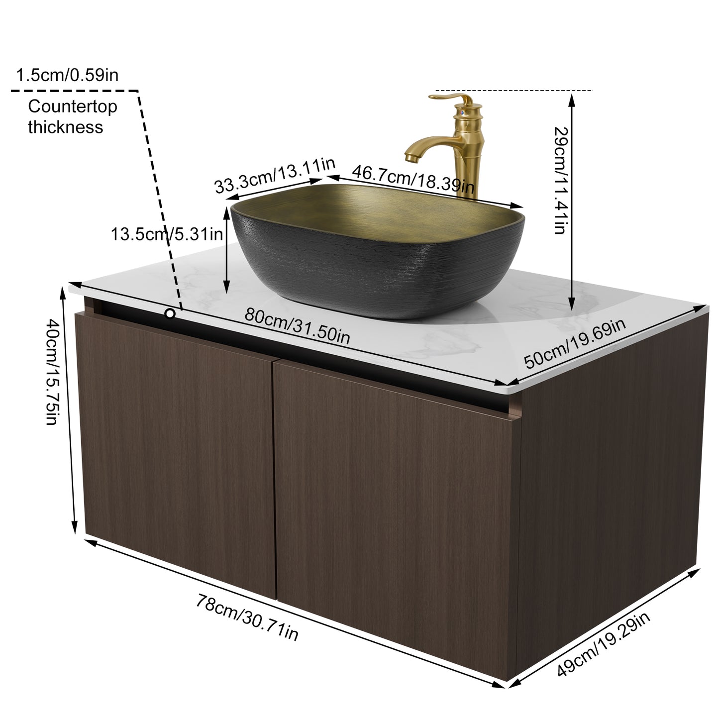 LUVODI Bathroom Vanity Sink: Wall Mounted Floating Bathroom Sink ( Mirror not included)