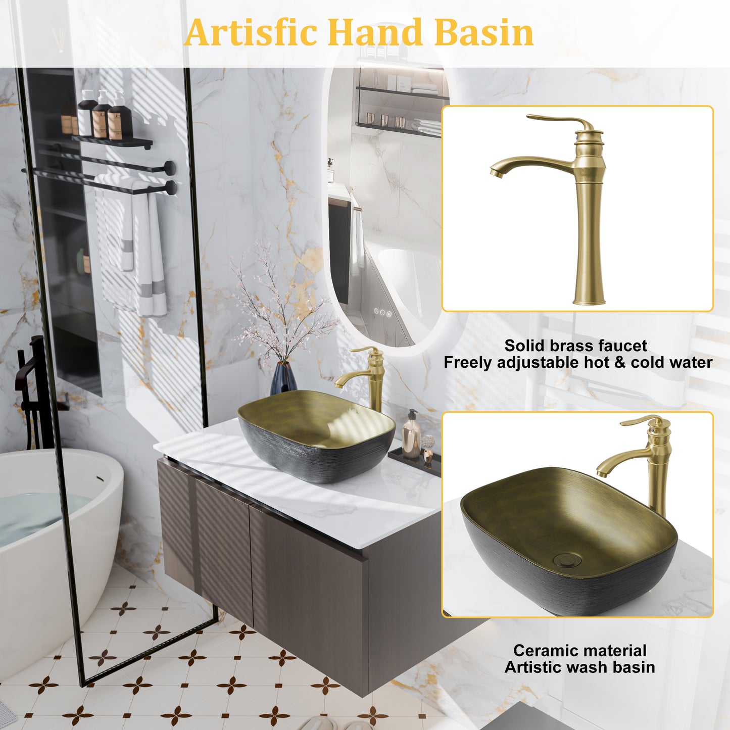 LUVODI Bathroom Vanity Sink: Wall Mounted Floating Bathroom Sink ( Mirror not included)