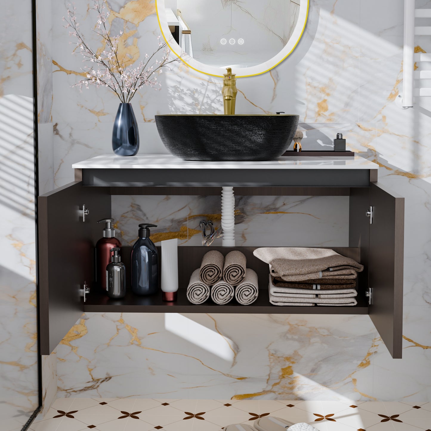 LUVODI Bathroom Vanity Sink: Wall Mounted Floating Bathroom Sink ( Mirror not included)