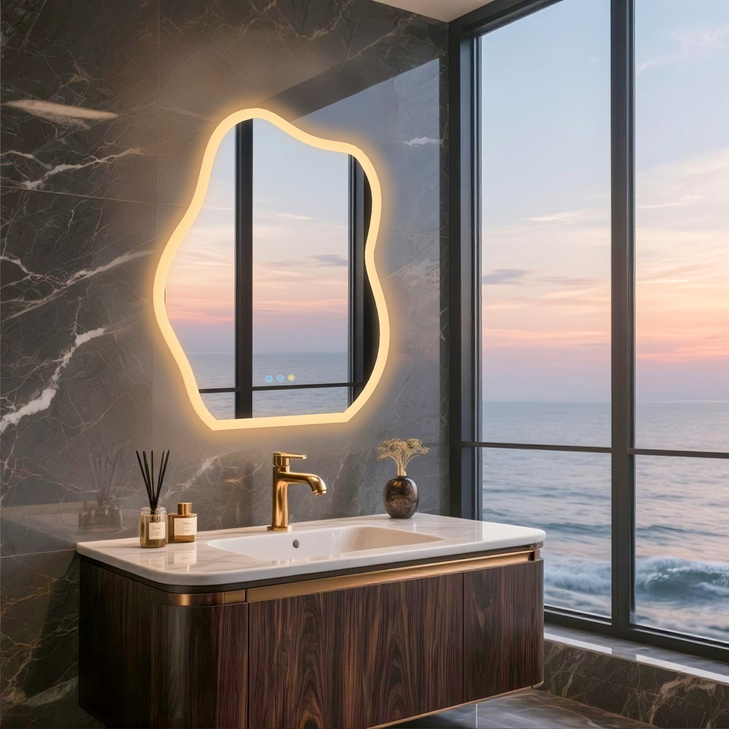 LUVODI Cloud Crystal-like Lighted Bathroom Mirror w/ Backlit 23.6x31.5 inch