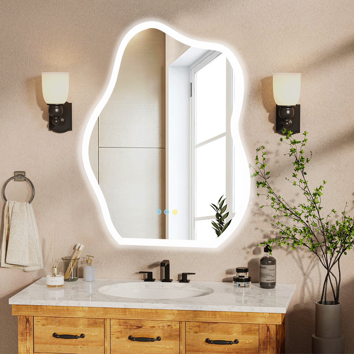 LUVODI Cloud Crystal-like Lighted Bathroom Mirror w/ Backlit 23.6x31.5 inch