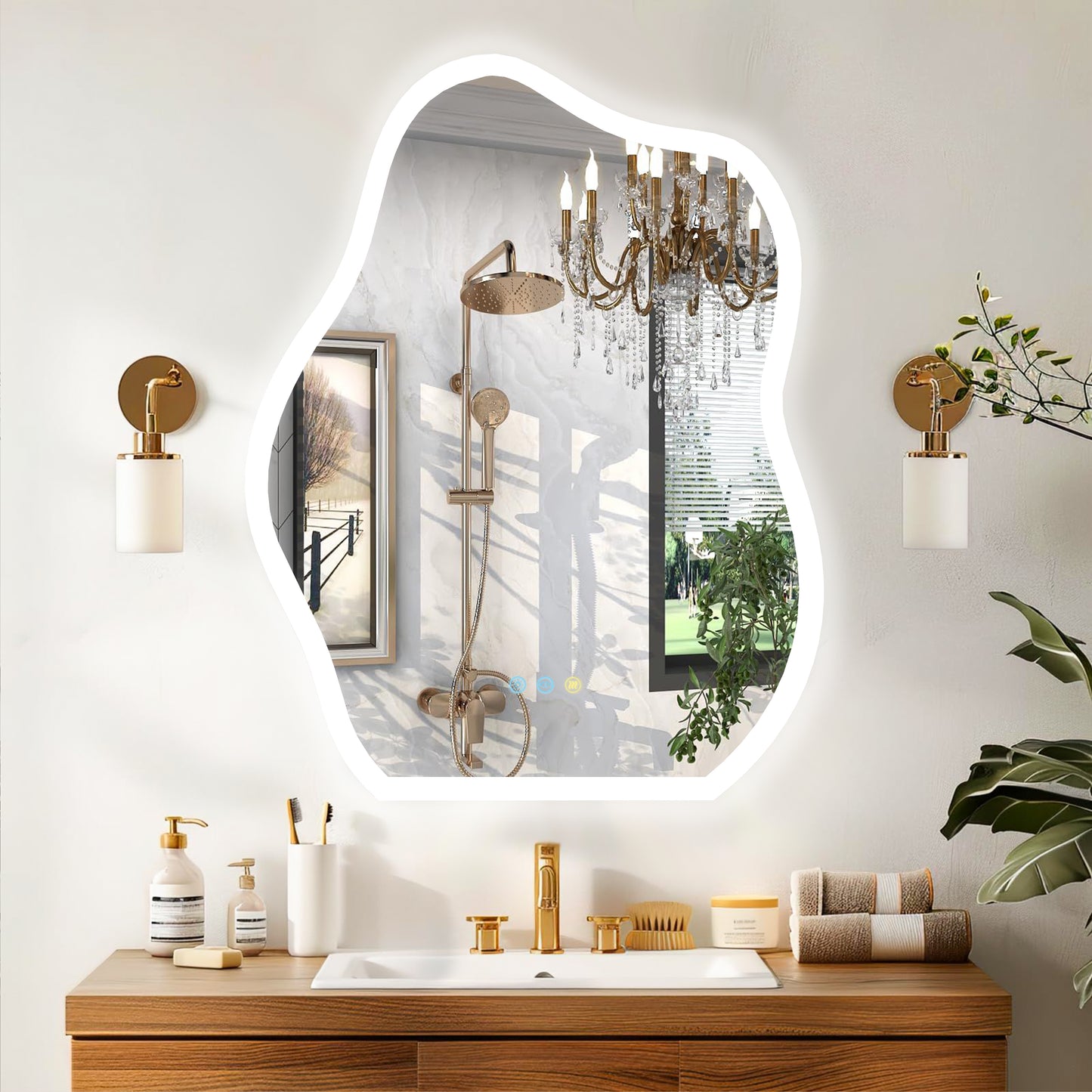 LUVODI Cloud Crystal-like Lighted Bathroom Mirror w/ Backlit 23.6x31.5 inch
