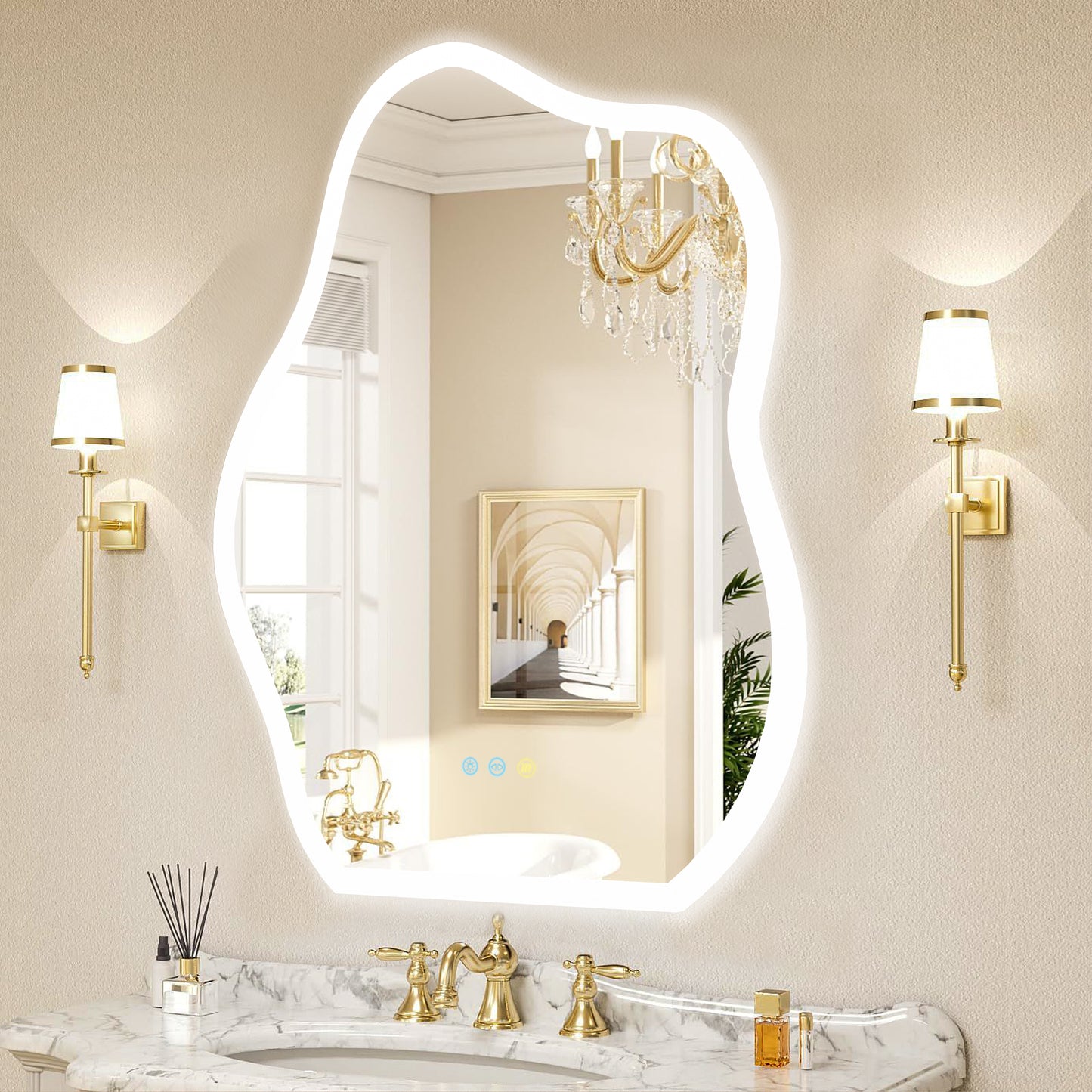 LUVODI Cloud Crystal-like Lighted Bathroom Mirror w/ Backlit 23.6x31.5 inch