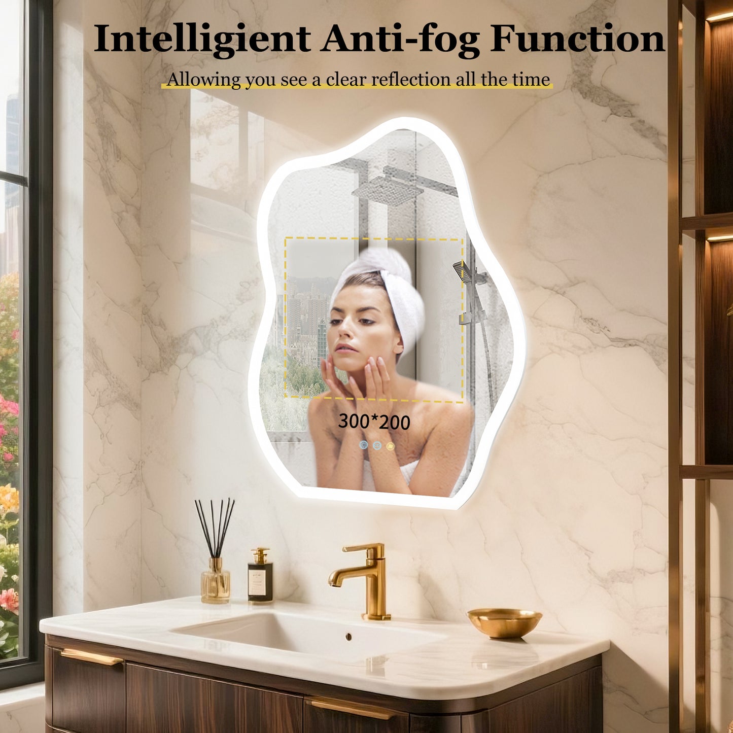LUVODI Cloud Crystal-like Lighted Bathroom Mirror w/ Backlit 23.6x31.5 inch
