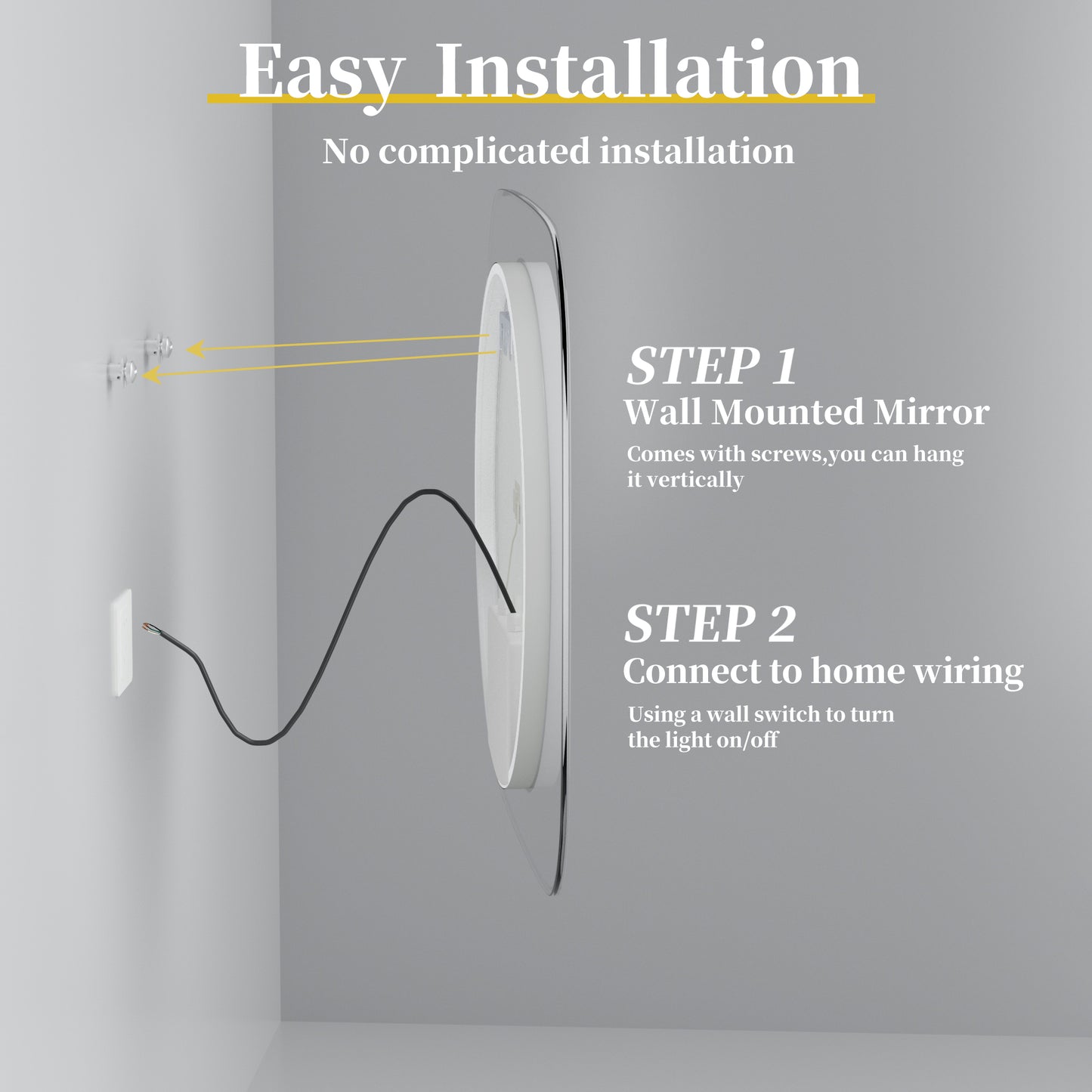 LUVODI Innovative Lighted Bathroom Mirror with Backlit Clear Glass Frame for Charming Lighting Effects( No Plug)