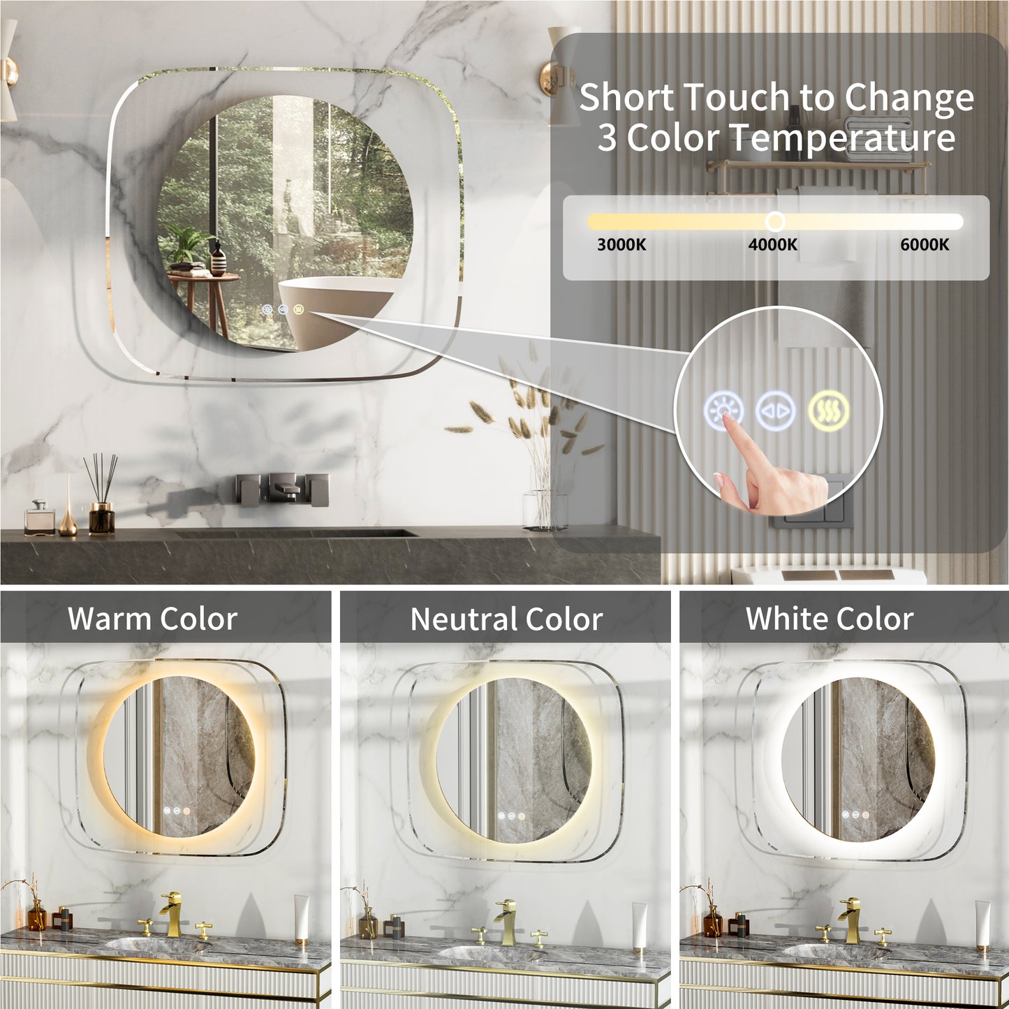 LUVODI Innovative Lighted Bathroom Mirror with Backlit Clear Glass Frame for Charming Lighting Effects( No Plug)