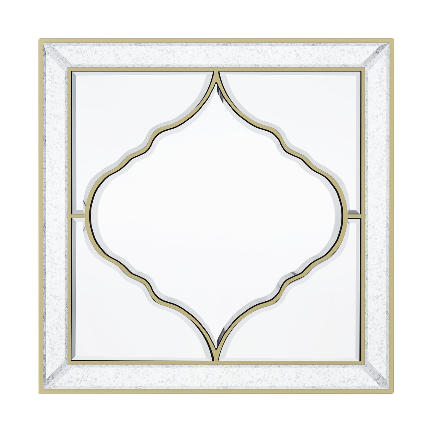 Elegant Square Wall Silver Glass Decorative Accent Mirror Golden Rim for Hallway
