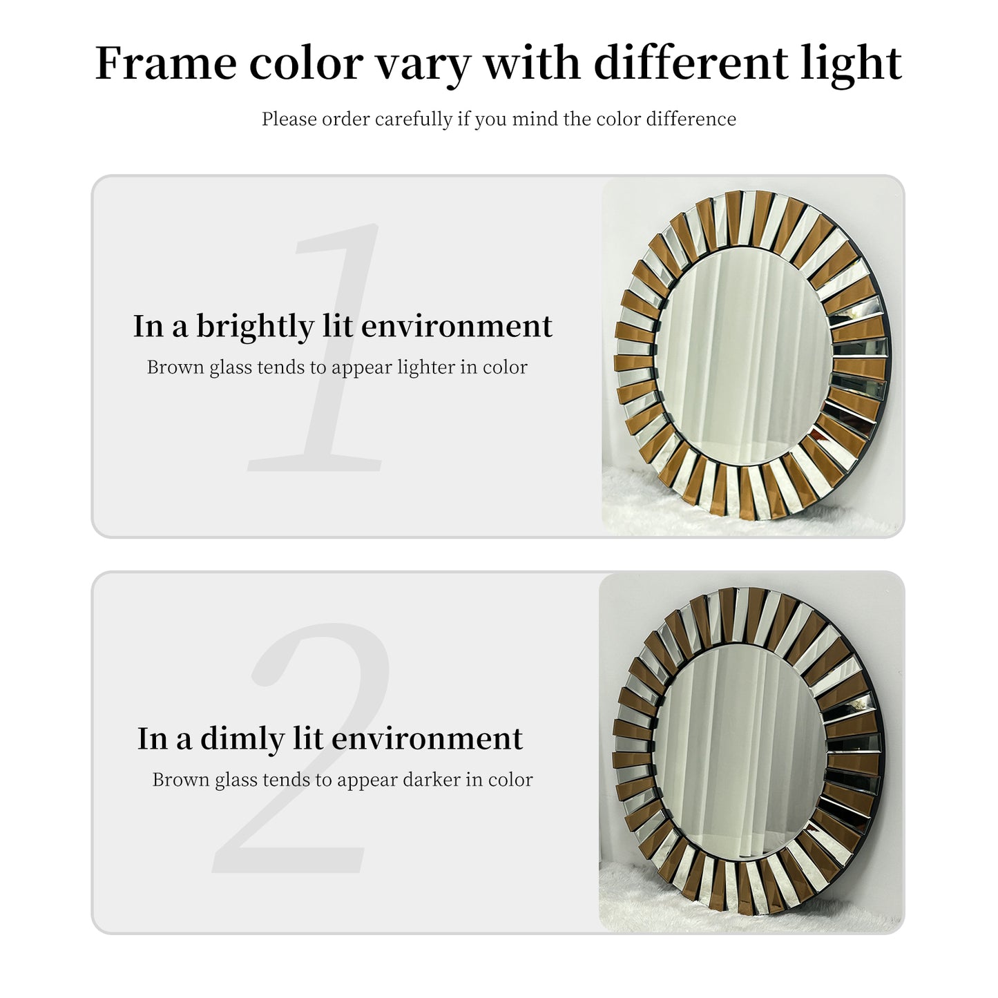 Contemporary Decorative Wall Mirror Round Starburst Mirror w/ Glass Beveled Edge for Living Room