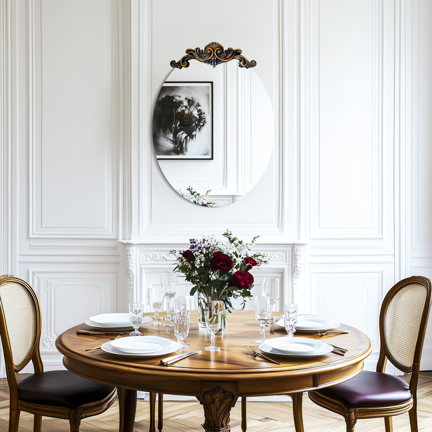Oval Vintage Baroque Mirror Antique Glam Wall Glass Mirror