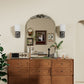 Vintage Arched Art Mirror with Flower Relief Frame for Living Room, Fireplace, 23.8”x36”