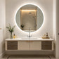 LUVODI Round Bathroom Mirror with Lights Tempered Glass(2 Buttons)
