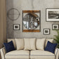 Industrial Retro Metal Round Wall Mirror with Square  Wood Frame