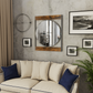 Industrial Retro Metal Round Wall Mirror with Square  Wood Frame