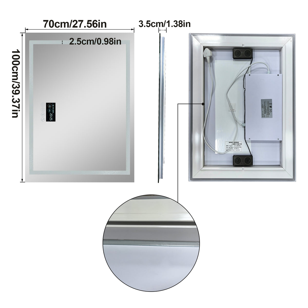 LUVODI LED Bathroom Mirror with Bluetooth Speaker & Screen Display, Tempered Glass Anti Fog Vanity Mirror