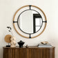 31.5'' Farmhouse Round Mirror, Large Rustic Round Wall Mirror with Hemp Rope
