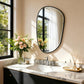 Irregular Black Frame Mirror, 21.5x33.6 in Asymmetrical Wall Mirror for Living Room