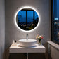 Espejo de tocador redondo con luz LED frontal LUVODI, antivaho, 3 colores, 2 botones