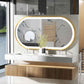 LUVODI Capsule Shape LED Bathroom Mirror with Gold Aluminum Alloy Narrow Frame Defogging 3 Color