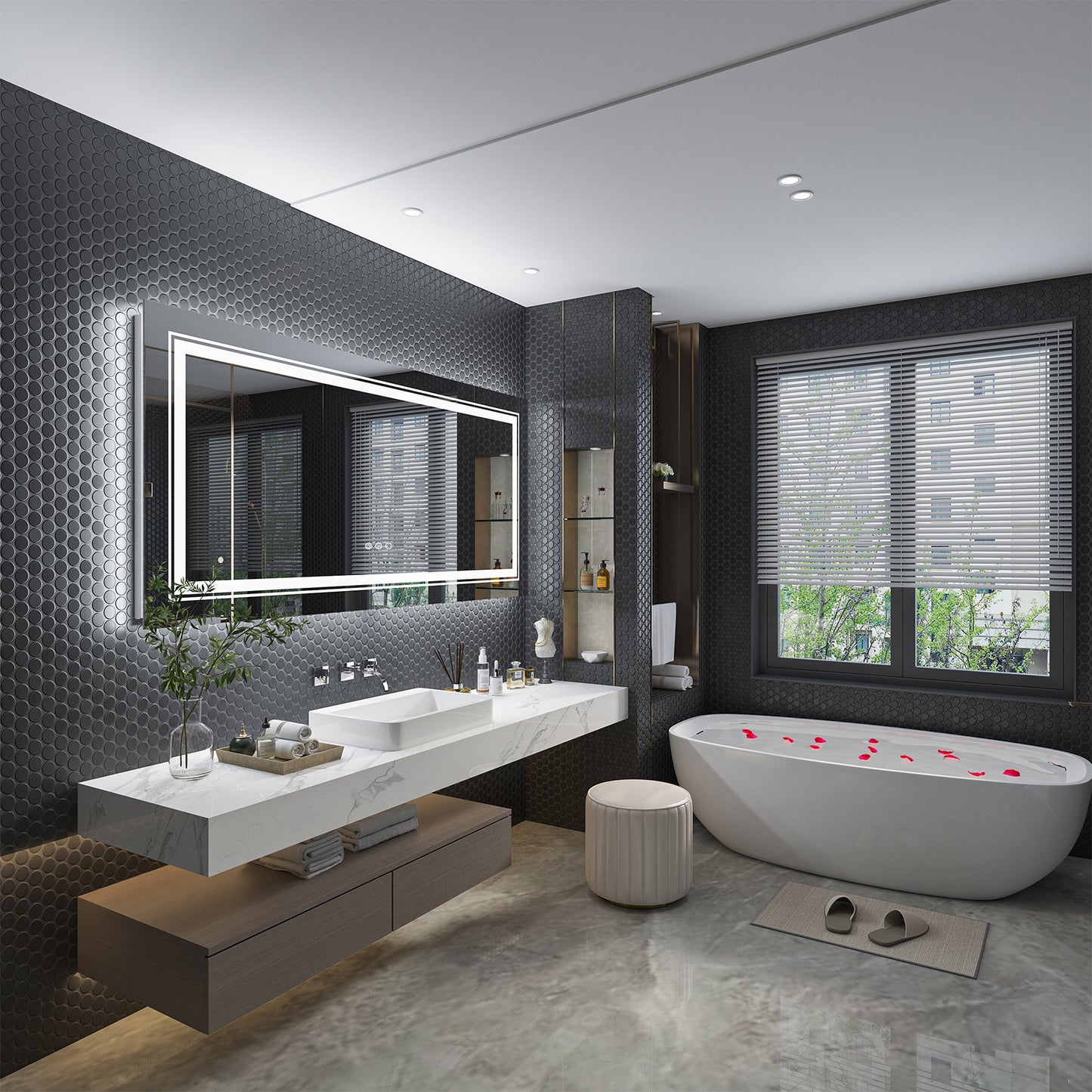 LUVODI Rectangular LED Bathroom Mirror 3 Color Backlit and Front Light Horizontal/Vertical