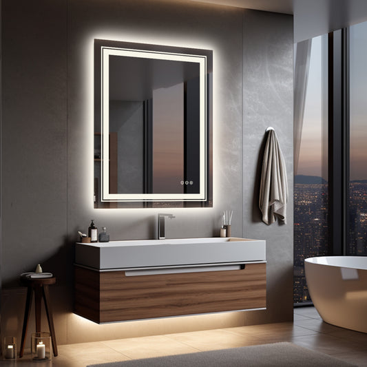 LUVODI Rectangular LED Bathroom Mirror Backlit + Front Lighted, Defogging