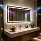 LUVODI LED Bathroom Mirror with Bluetooth Speaker & Screen Display, Tempered Glass Anti Fog Vanity Mirror