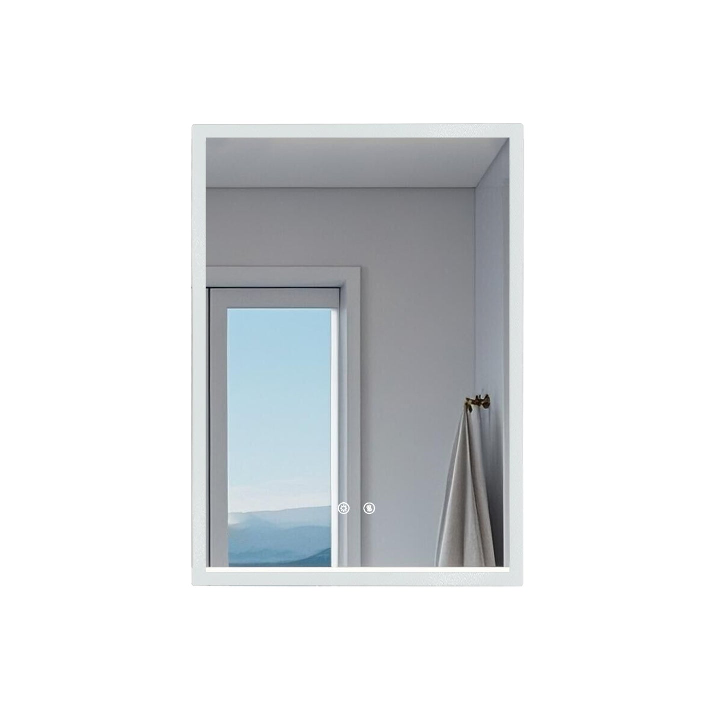 LUVODI Rectangular LED Bathroom Mirror with Lights, 2 Buttons (Glowing Outer Edge)