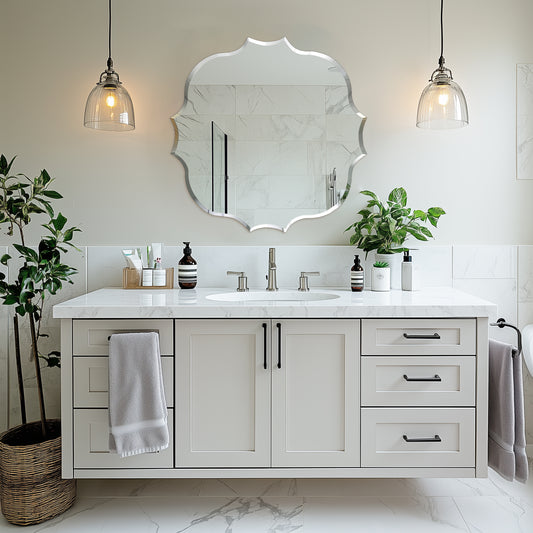 Frameless Irregular Wall Glass Mirror Beveled Edge Wall Vanity Mirror