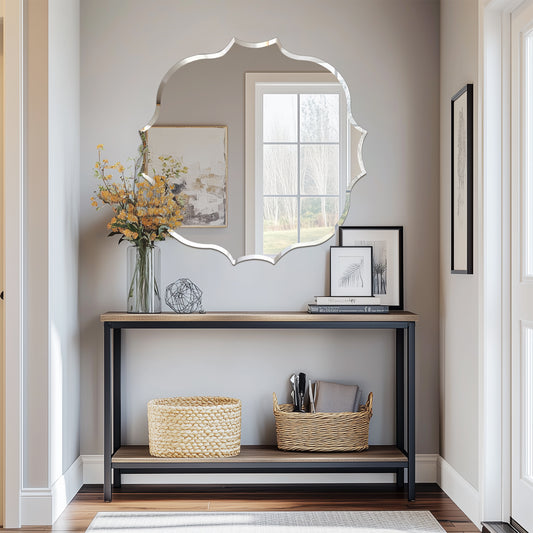 Frameless Irregular Wall Glass Mirror Beveled Edge Wall Vanity Mirror