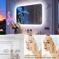LUVODI Rounded Corner LED Mirror with Bluetooth Speaker Lighted Bathroom Vanity Mirror