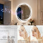 Espejo de pared redondo para baño LUVODI de 31,5" con LED y altavoz Bluetooth dual, antivaho y regulable