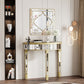 Elegant Square Wall Silver Glass Decorative Accent Mirror Golden Rim for Hallway