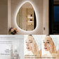 LUVODI Irregular LED Bathroom Mirror, Pebble Oval Backlit Vanity Mirror, Tempered Glass Mirror (2 Buttons)