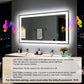 Espejo de baño rectangular de vidrio templado iluminado LUVODI con altavoces Bluetooth (sin pantalla)