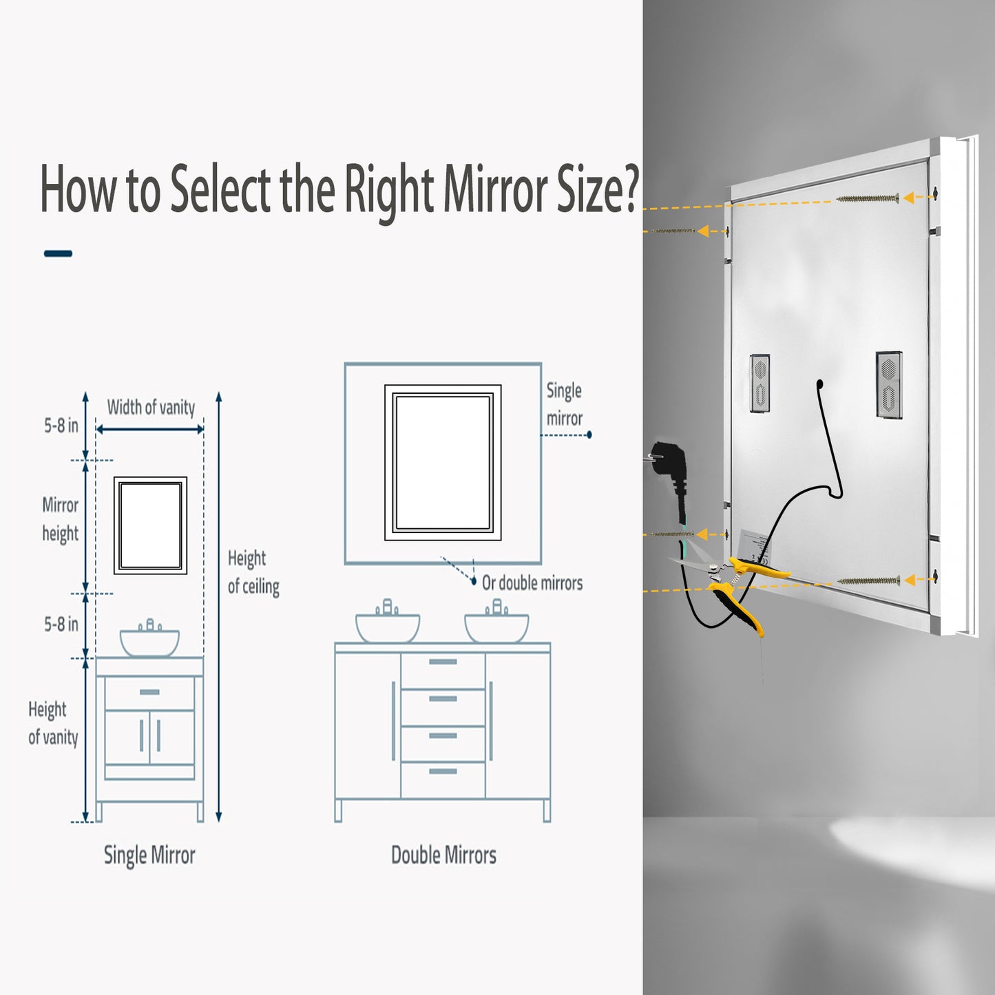 LUVODI Square LED Buetooth Bathroom Mirror Music Mirror