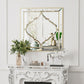 Elegant Square Wall Silver Glass Decorative Accent Mirror Golden Rim for Hallway