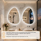 LUVODI Irregular LED Bathroom Mirror, Pebble Oval Backlit Vanity Mirror, Tempered Glass Mirror (2 Buttons)