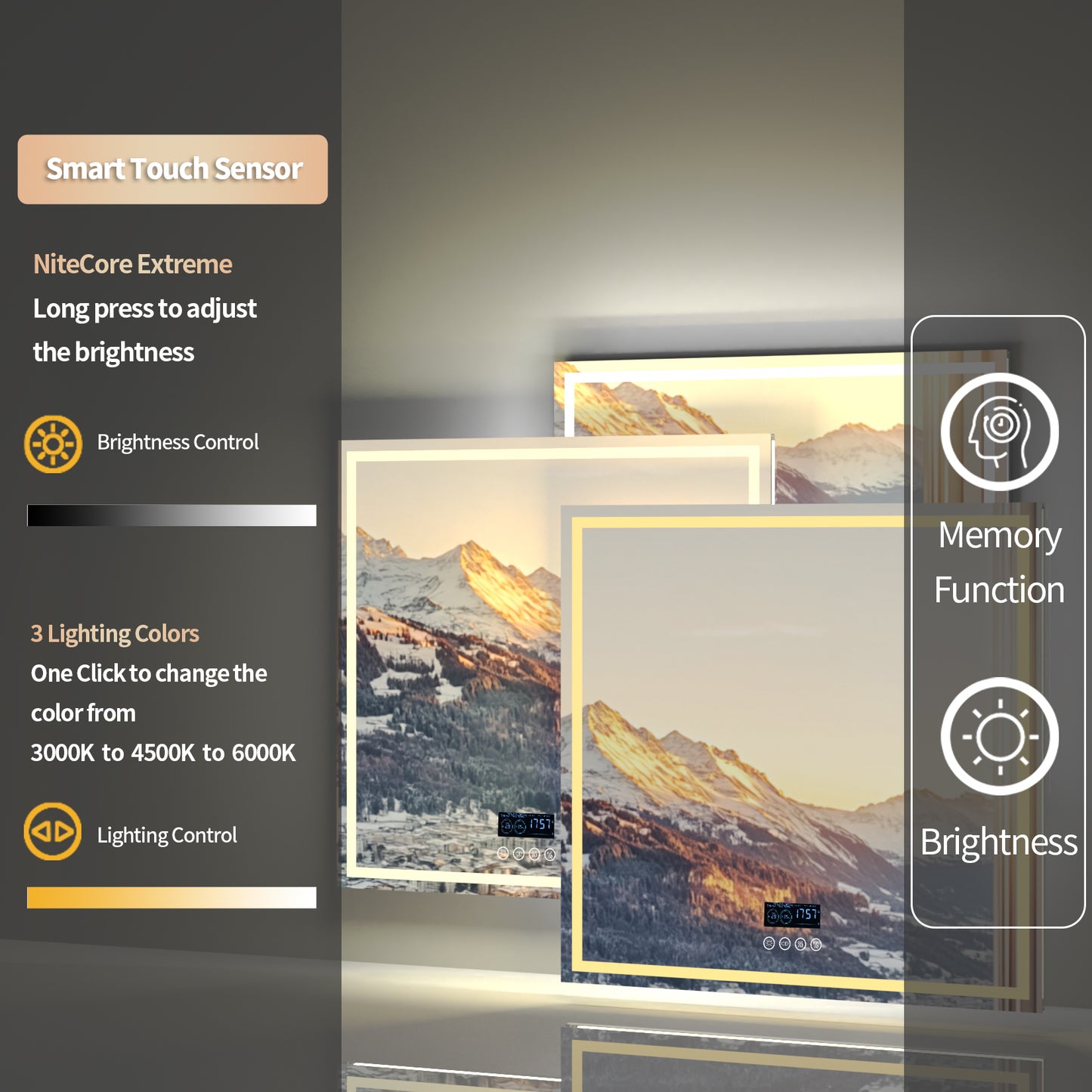 LUVODI Square LED Buetooth Bathroom Mirror Music Mirror