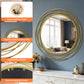 31.5in Large Round Decorative Mirrors, Metal Wire Frame Wall Mirror, Black & Gold