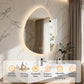 LUVODI Irregular LED Bathroom Mirror, Pebble Oval Backlit Vanity Mirror, Tempered Glass Mirror (2 Buttons)